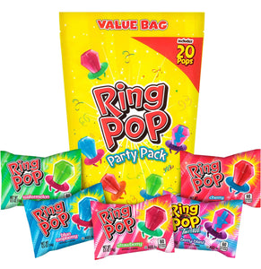 Ring Pop Individually Wrapped Bulk Lollipop Variety Party Pack, 20 Count Lollipop Suckers w/ Assorted Flavors